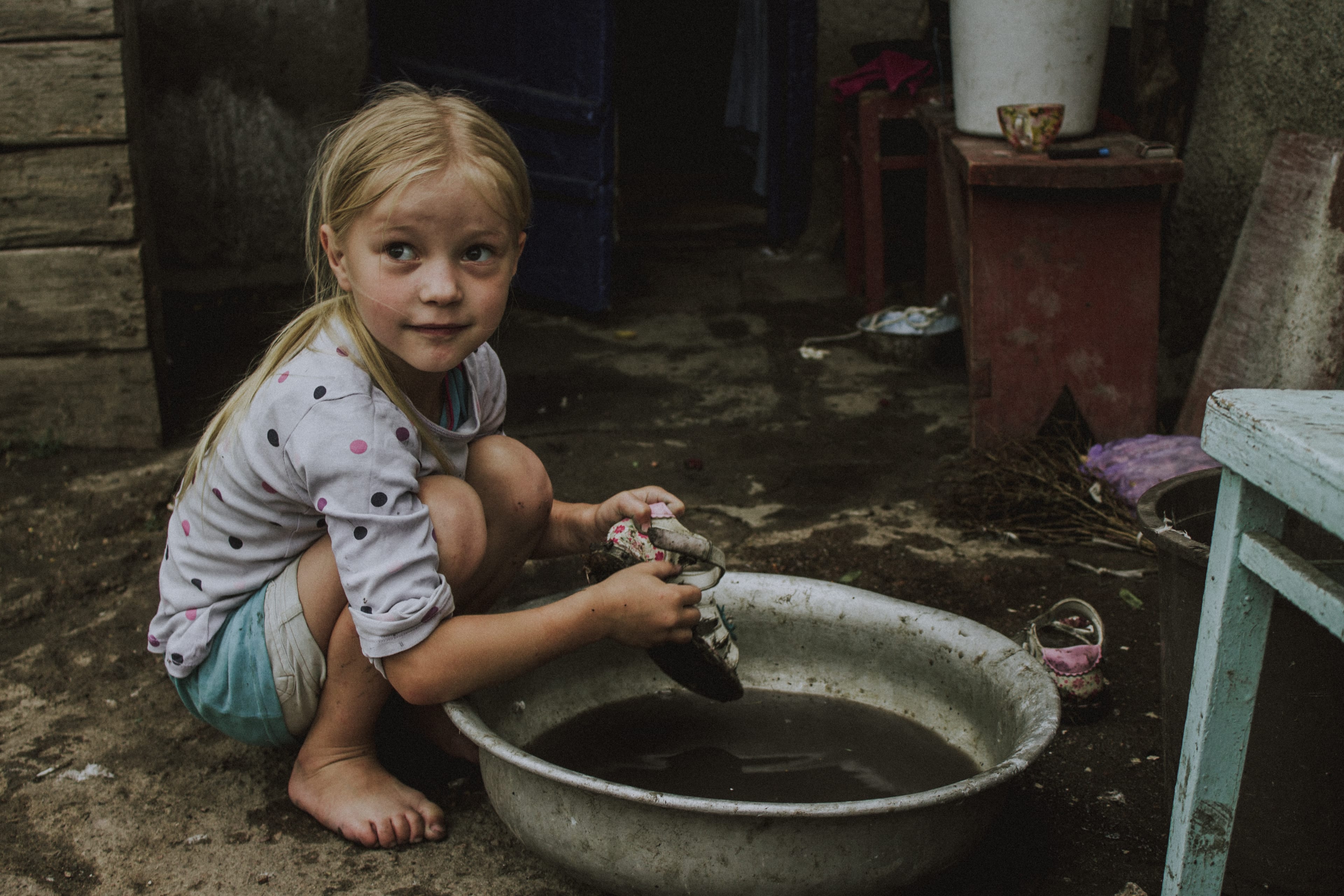 Children at Vatra Village, Moldova